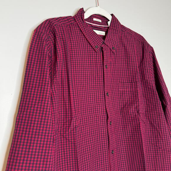 Hawker Rye Men's Checkered Button-Down Shirt Burgundy 100% Cotton NWT Large - Picture 3 of 10